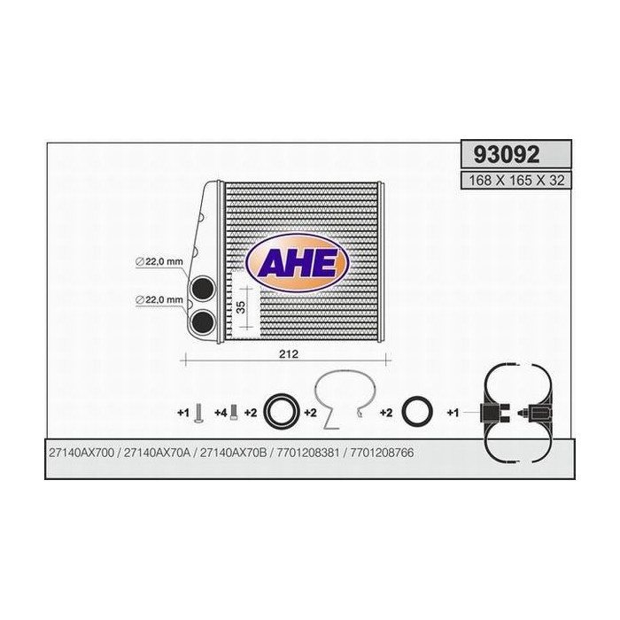 AHE Wärmetauscher, Innenraumheizung 93092