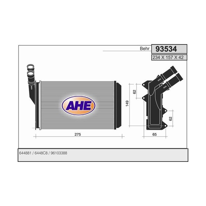 AHE Wärmetauscher, Innenraumheizung 93534