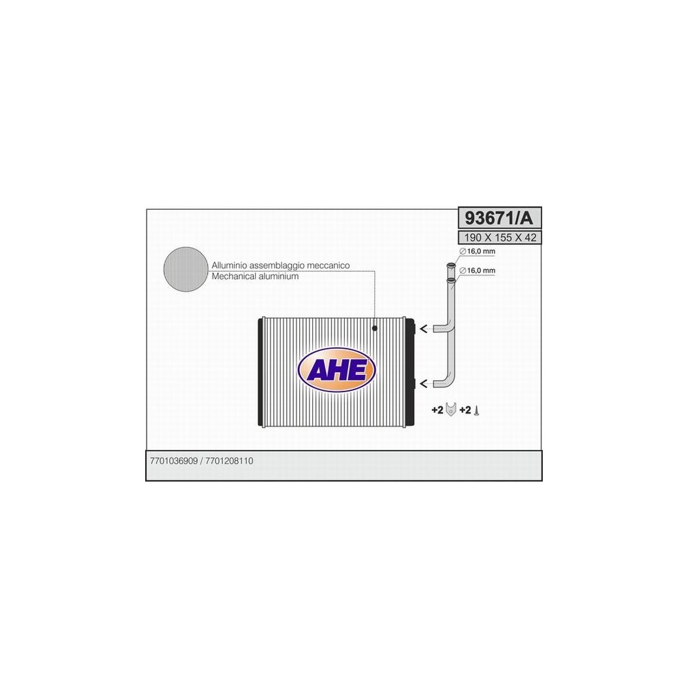 AHE Wärmetauscher, Innenraumheizung 93671/A
