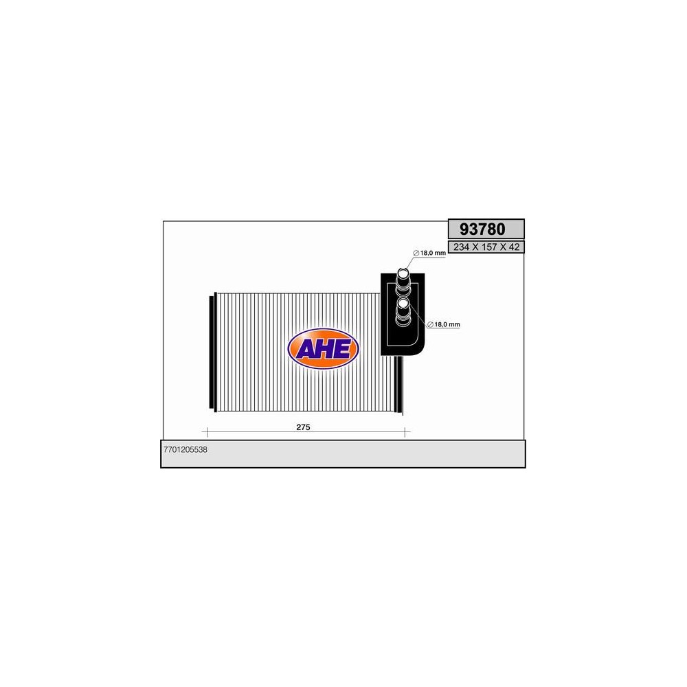 AHE Wärmetauscher, Innenraumheizung 93780