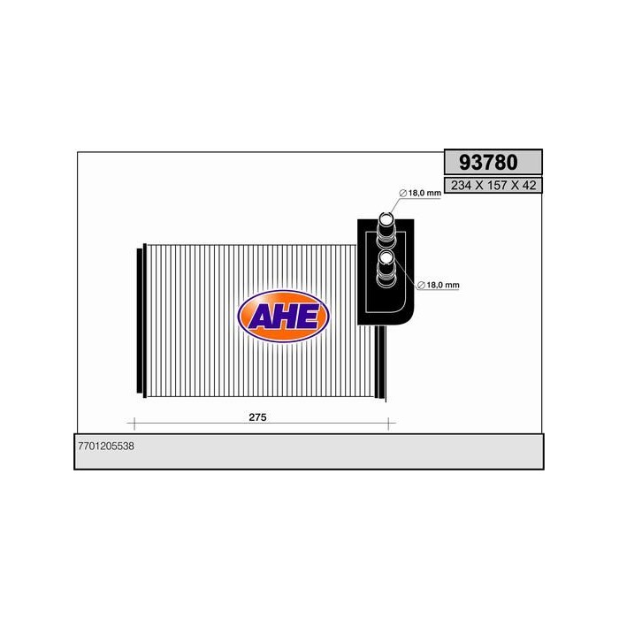 AHE Wärmetauscher, Innenraumheizung 93780