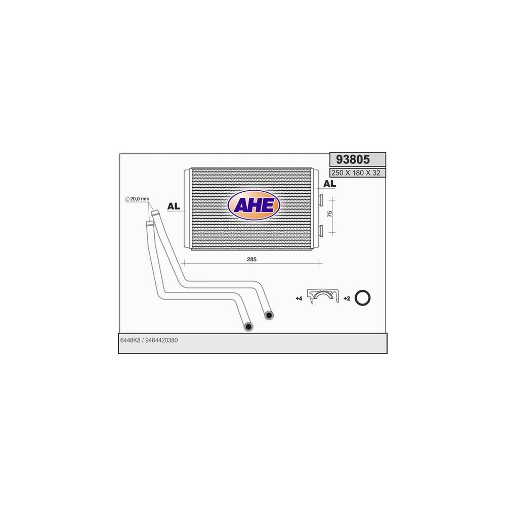 AHE Wärmetauscher, Innenraumheizung 93805