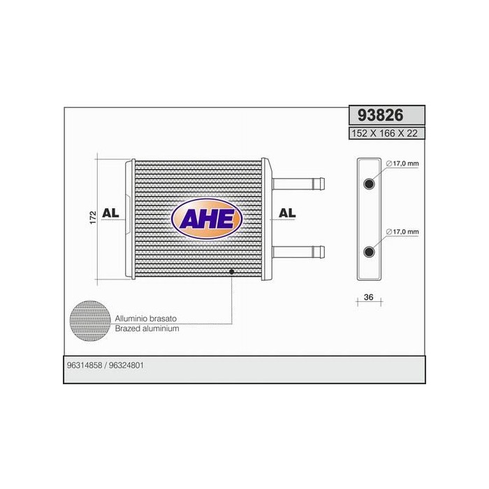 AHE Wärmetauscher, Innenraumheizung 93826