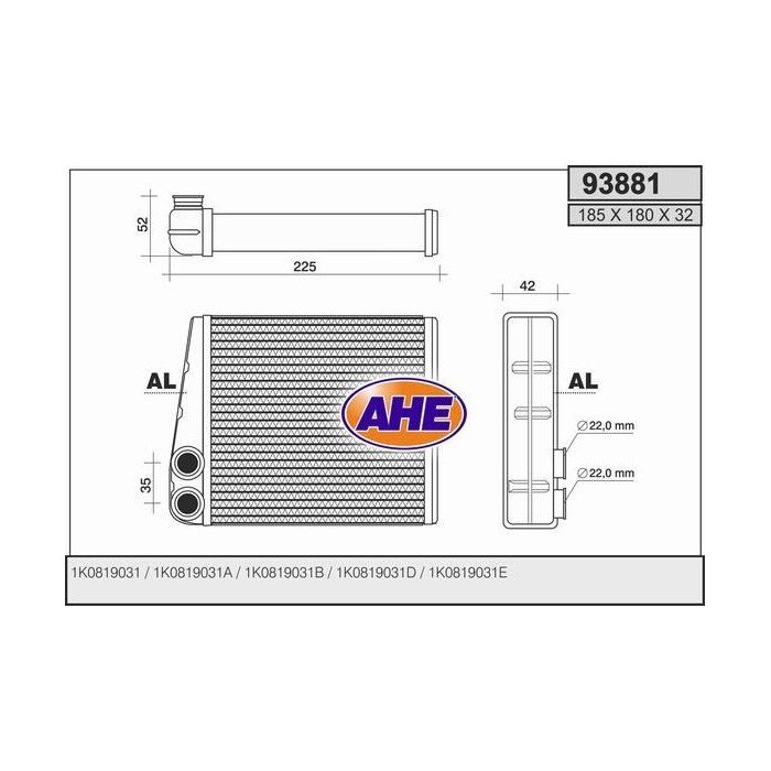 AHE Wärmetauscher, Innenraumheizung 93881