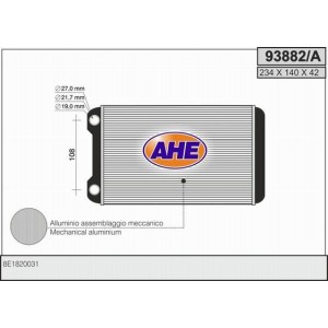 AHE Wärmetauscher, Innenraumheizung 93882/A