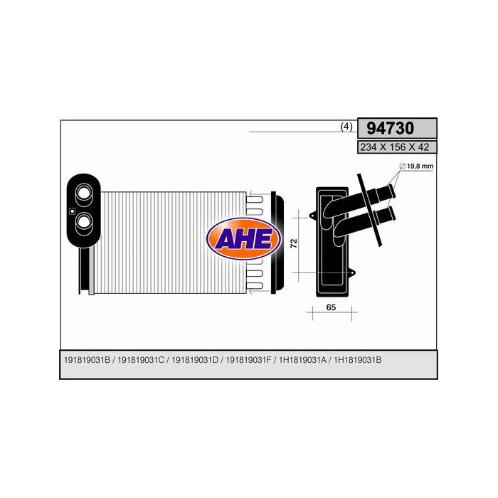 AHE Wärmetauscher, Innenraumheizung 94730