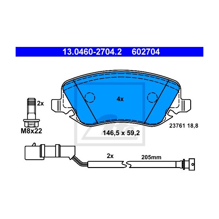 ATE Bremsbelagsatz, Scheibenbremse 13.0460-2704.2