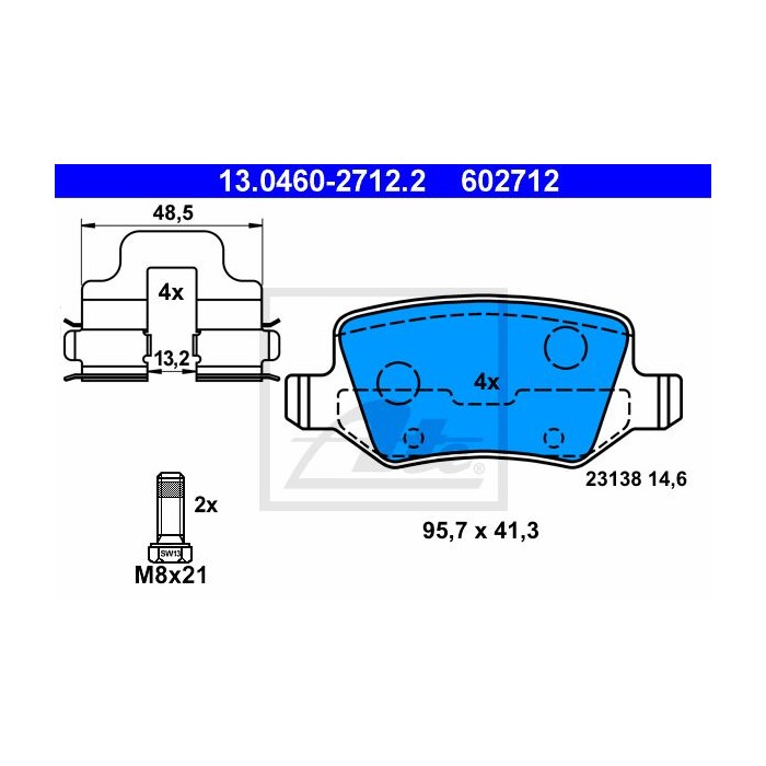 ATE Bremsbelagsatz, Scheibenbremse 13.0460-2712.2