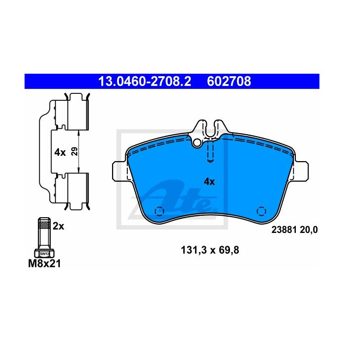 ATE Bremsbelagsatz, Scheibenbremse 13.0460-2708.2