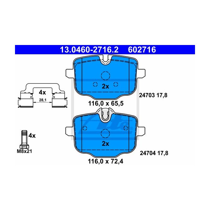 ATE Bremsbelagsatz, Scheibenbremse 13.0460-2716.2