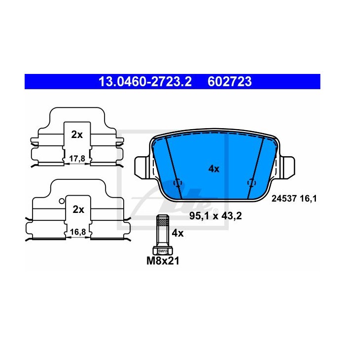ATE Bremsbelagsatz, Scheibenbremse 13.0460-2723.2