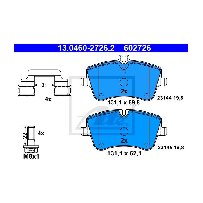 ATE Bremsbelagsatz, Scheibenbremse 13.0460-2726.2