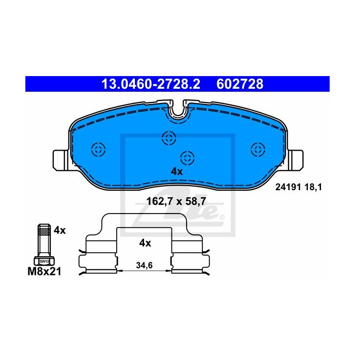 ATE Bremsbelagsatz, Scheibenbremse 13.0460-2728.2