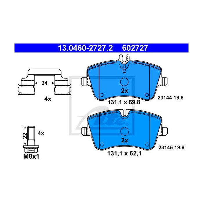 ATE Bremsbelagsatz, Scheibenbremse 13.0460-2727.2