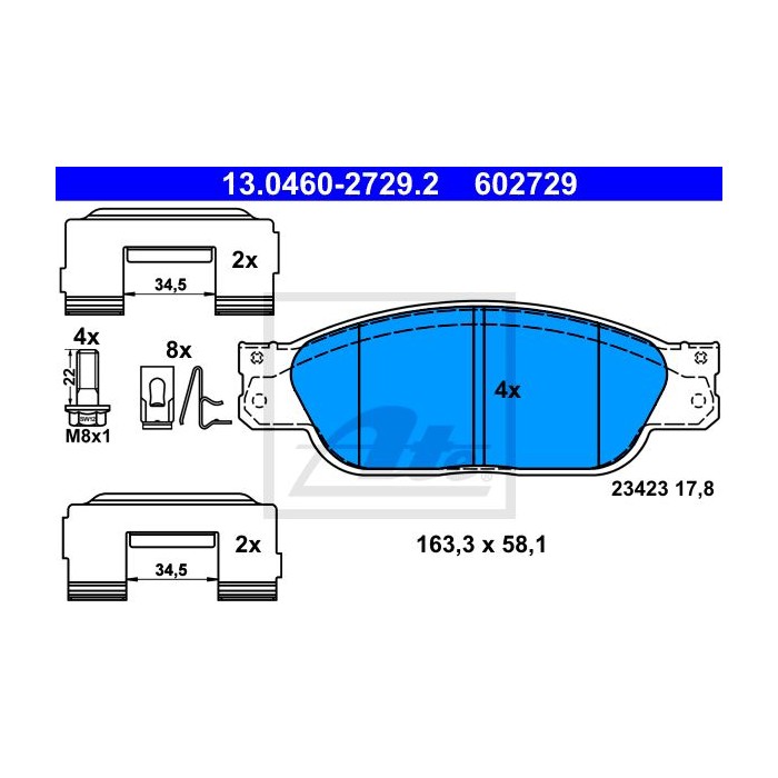 ATE Bremsbelagsatz, Scheibenbremse 13.0460-2729.2
