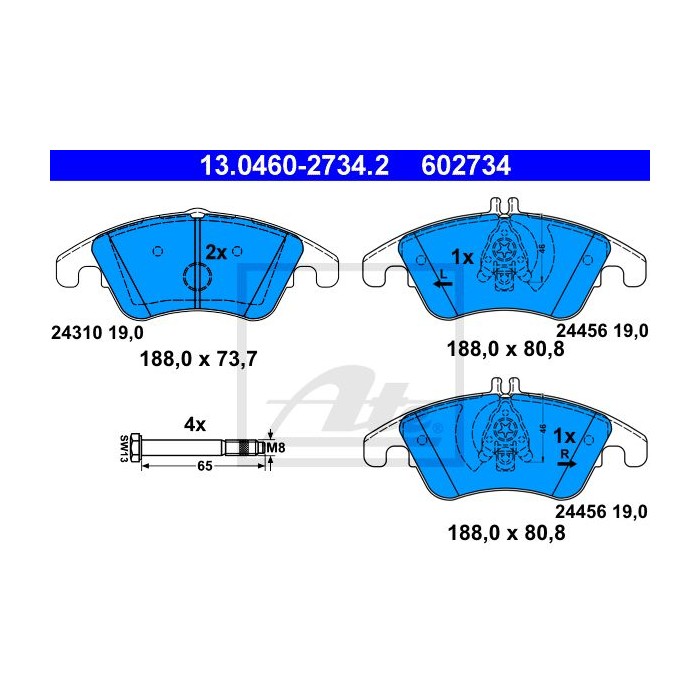 ATE Bremsbelagsatz, Scheibenbremse 13.0460-2734.2