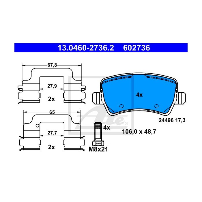 ATE Bremsbelagsatz, Scheibenbremse 13.0460-2736.2