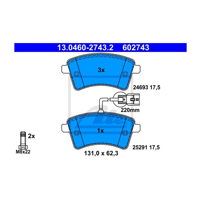 ATE Bremsbelagsatz, Scheibenbremse 13.0460-2743.2