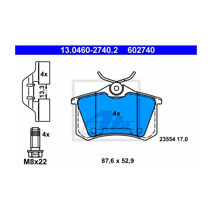 ATE Bremsbelagsatz, Scheibenbremse 13.0460-2740.2