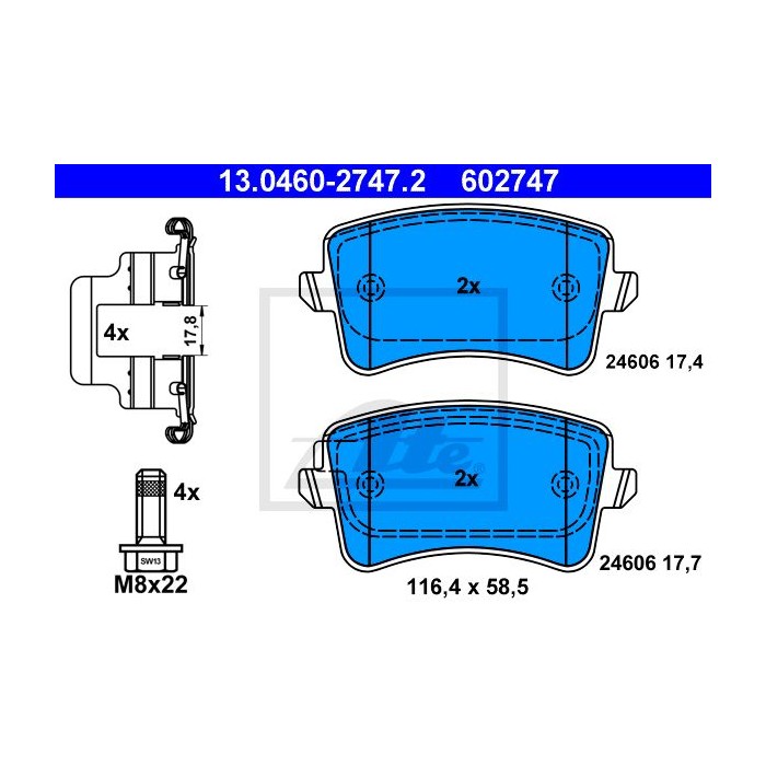 ATE Bremsbelagsatz, Scheibenbremse 13.0460-2747.2