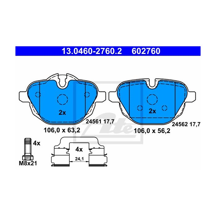 ATE Bremsbelagsatz, Scheibenbremse 13.0460-2760.2