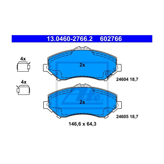 ATE Bremsbelagsatz, Scheibenbremse 13.0460-2766.2