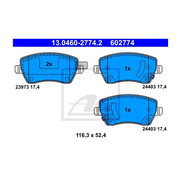 ATE Bremsbelagsatz, Scheibenbremse 13.0460-2774.2