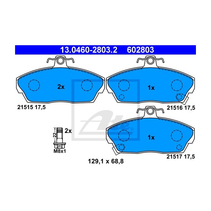 ATE Bremsbelagsatz, Scheibenbremse 13.0460-2803.2