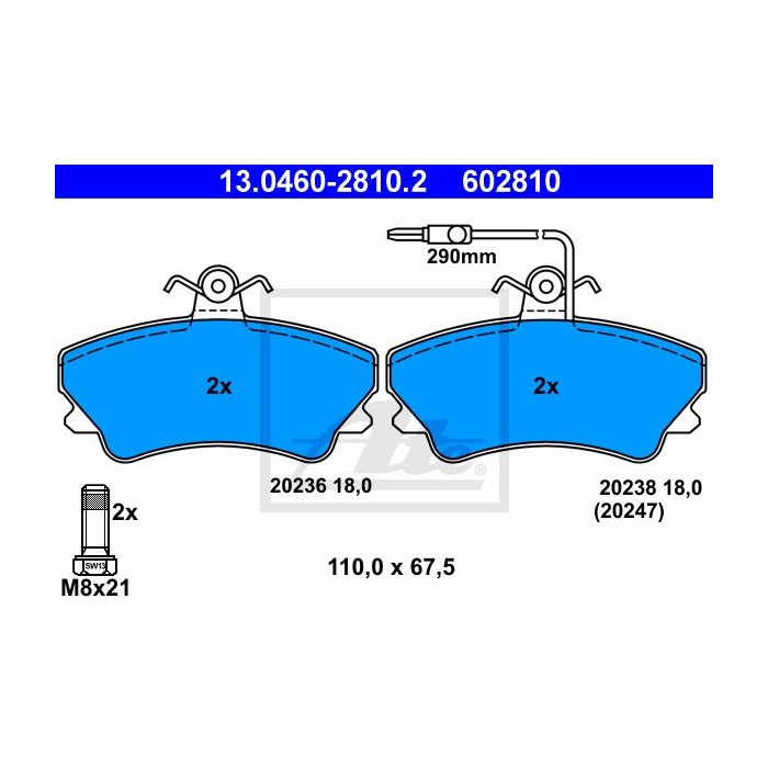 ATE Bremsbelagsatz, Scheibenbremse 13.0460-2810.2