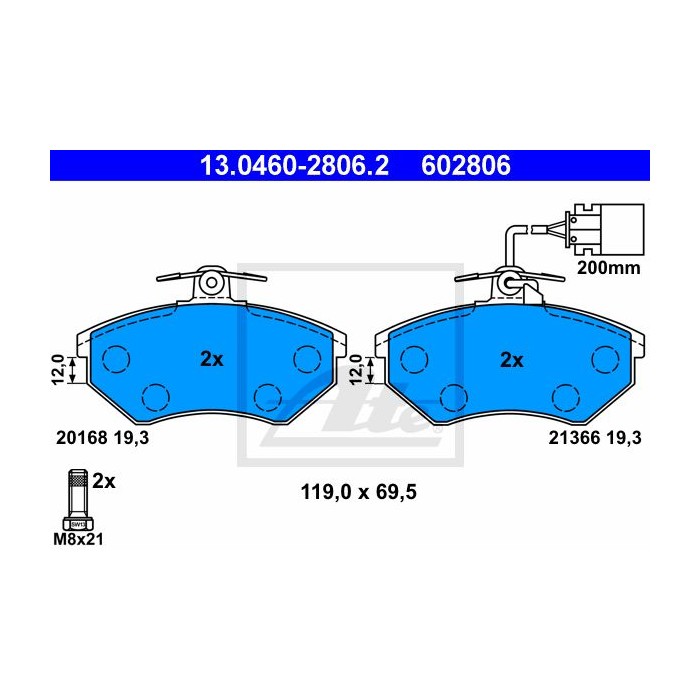 ATE Bremsbelagsatz, Scheibenbremse 13.0460-2806.2