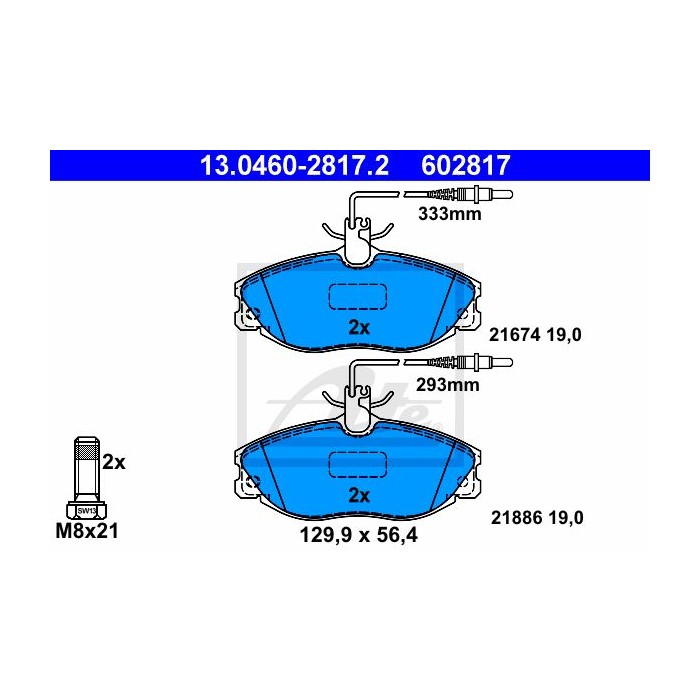 ATE Bremsbelagsatz, Scheibenbremse 13.0460-2817.2