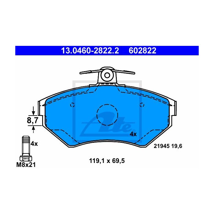 ATE Bremsbelagsatz, Scheibenbremse 13.0460-2822.2
