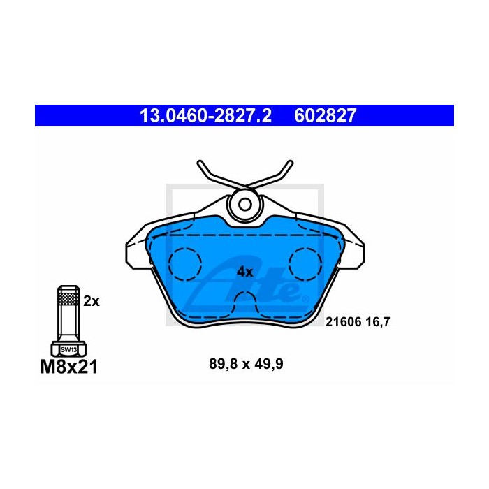 ATE Bremsbelagsatz, Scheibenbremse 13.0460-2827.2