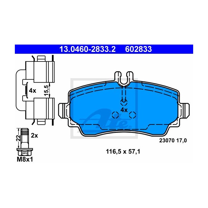 ATE Bremsbelagsatz, Scheibenbremse 13.0460-2833.2