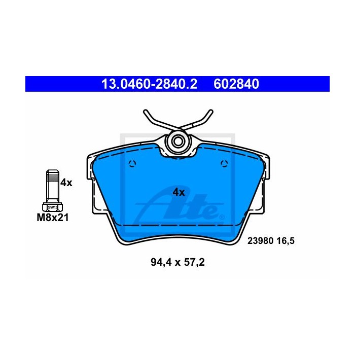 ATE Bremsbelagsatz, Scheibenbremse 13.0460-2840.2