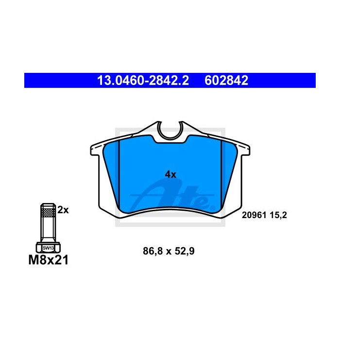 ATE Bremsbelagsatz, Scheibenbremse 13.0460-2842.2