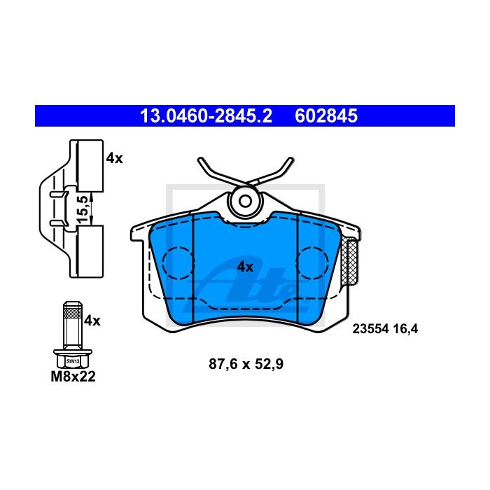 ATE Bremsbelagsatz, Scheibenbremse 13.0460-2845.2