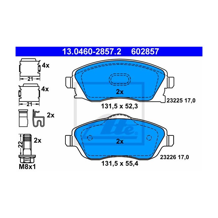 ATE Bremsbelagsatz, Scheibenbremse 13.0460-2857.2