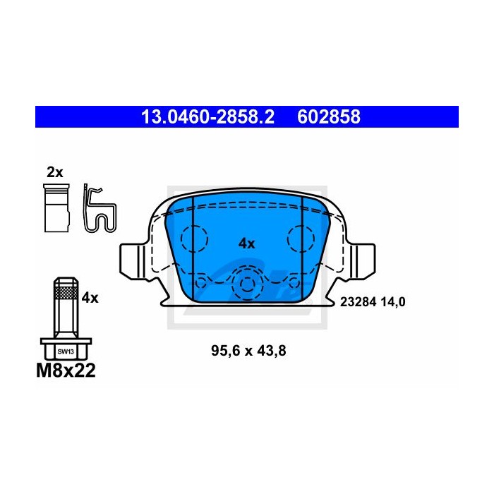 ATE Bremsbelagsatz, Scheibenbremse 13.0460-2858.2
