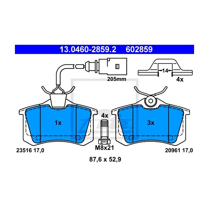 ATE Bremsbelagsatz, Scheibenbremse 13.0460-2859.2