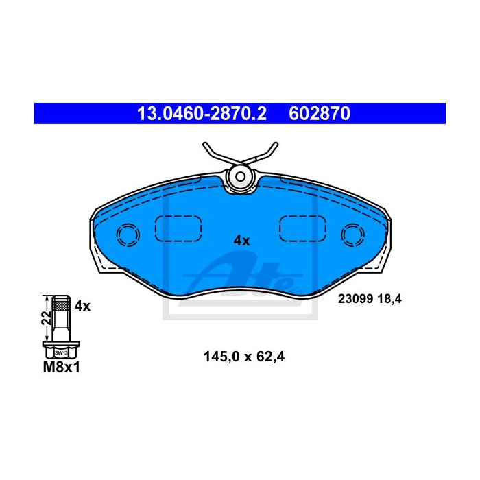 ATE Bremsbelagsatz, Scheibenbremse 13.0460-2870.2