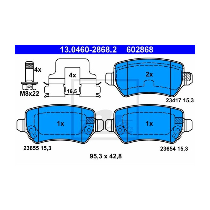 ATE Bremsbelagsatz, Scheibenbremse 13.0460-2868.2