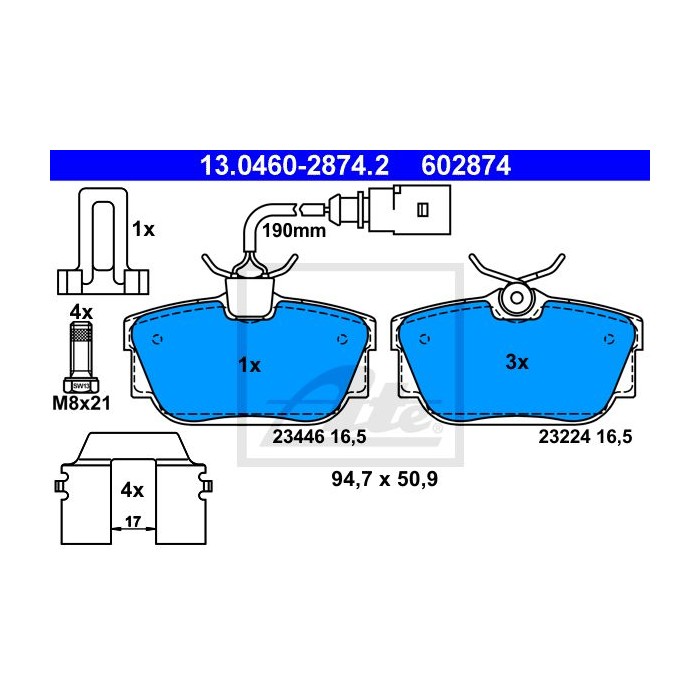 ATE Bremsbelagsatz, Scheibenbremse 13.0460-2874.2