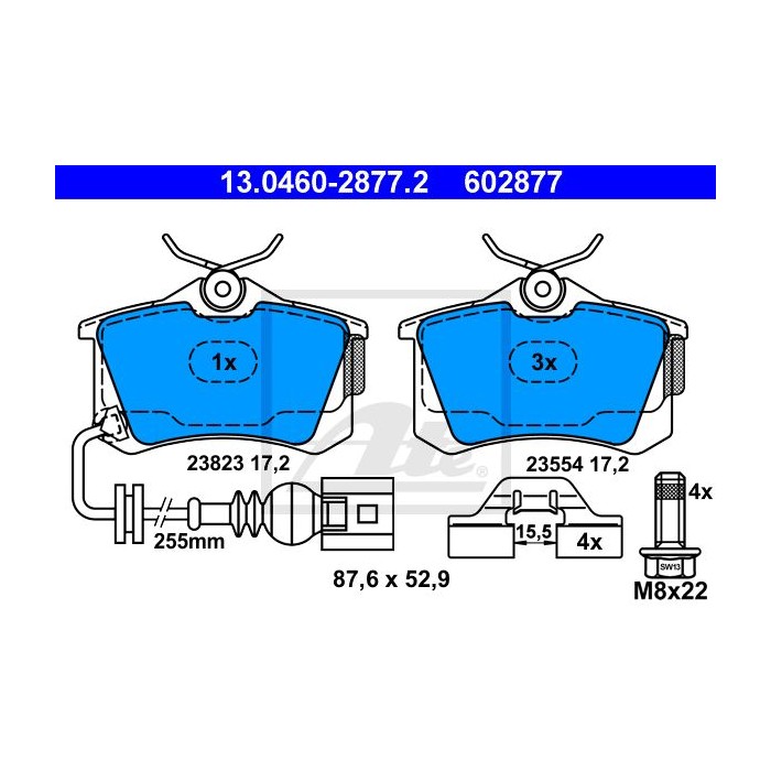 ATE Bremsbelagsatz, Scheibenbremse 13.0460-2877.2