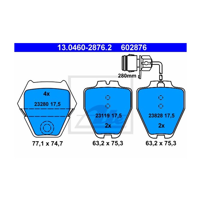 ATE Bremsbelagsatz, Scheibenbremse 13.0460-2876.2