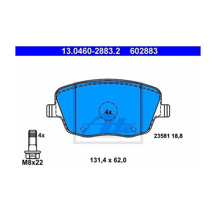ATE Bremsbelagsatz, Scheibenbremse 13.0460-2883.2