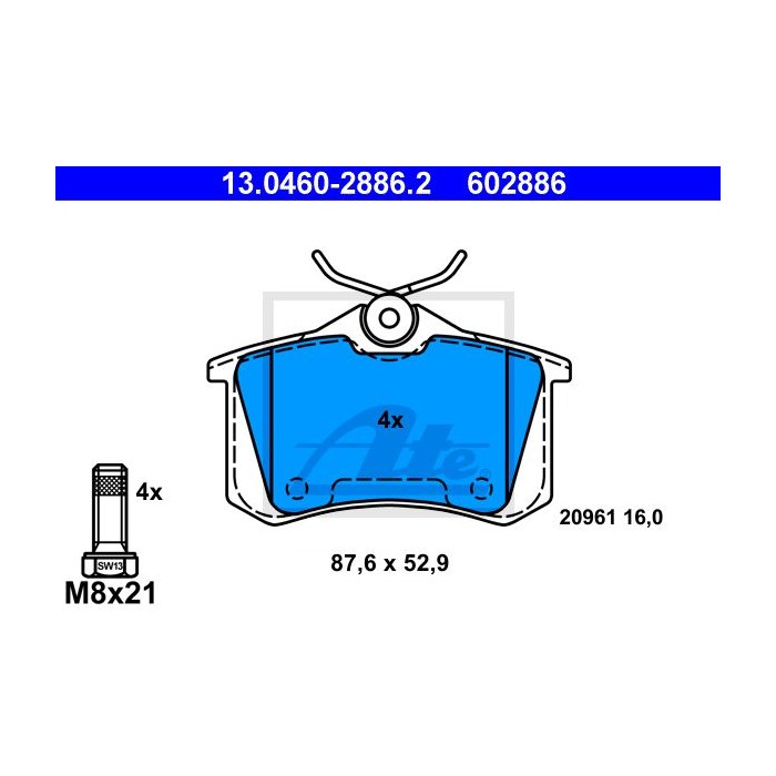 ATE Bremsbelagsatz, Scheibenbremse 13.0460-2886.2