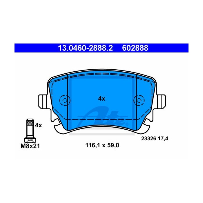 ATE Bremsbelagsatz, Scheibenbremse 13.0460-2888.2