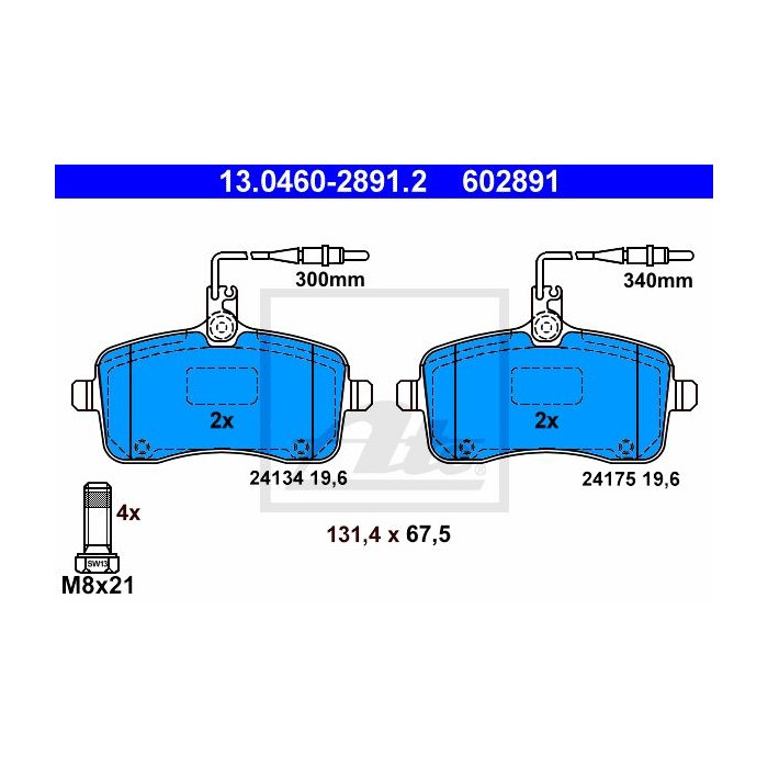 ATE Bremsbelagsatz, Scheibenbremse 13.0460-2891.2