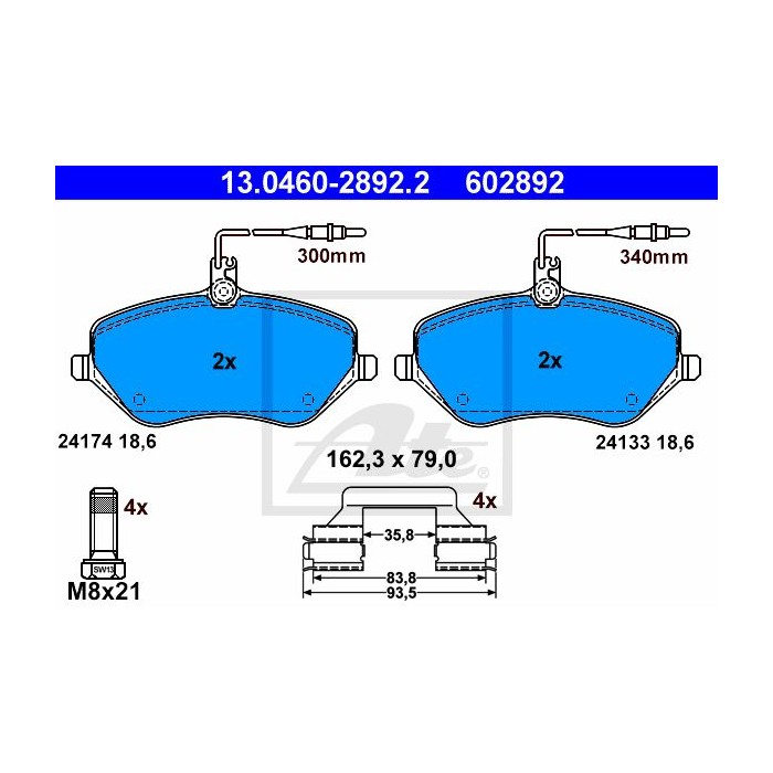 ATE Bremsbelagsatz, Scheibenbremse 13.0460-2892.2